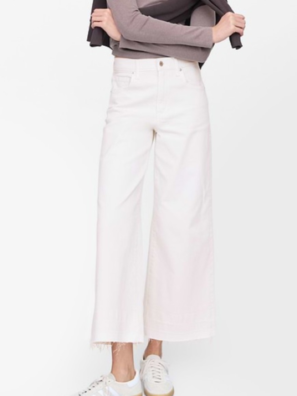 Gap Factory Cropped Stretch New High-Rise Wide Leg Women’s Jeans White 27 Short